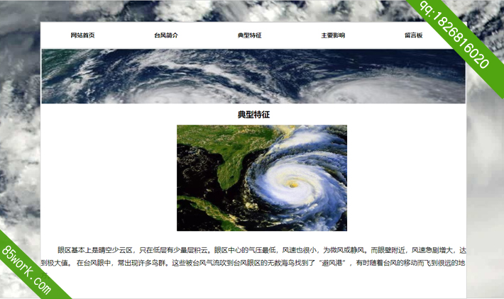 台风现象学生网页制作作业子页典型特征